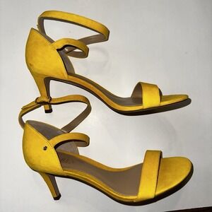 Lauren Ralph Lauren Yellow Glinda 3" Heels Leather Ankle Wrap Womens Sz 9.5B *R*